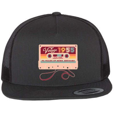 Cute Cassette Tape Limited Edition Vintage 1955 70 Years Of Being Awesome Flatbill Hat