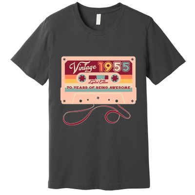 Cute Cassette Tape Limited Edition Vintage 1955 70 Years Of Being Awesome Premium T-Shirt