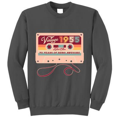 Cute Cassette Tape Limited Edition Vintage 1955 70 Years Of Being Awesome Tall Sweatshirt