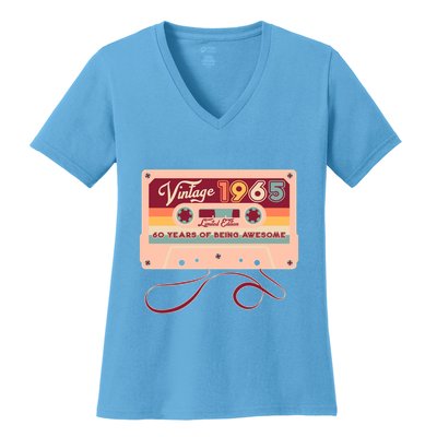 Cute Cassette Tape Limited Edition Vintage 1965 60 Years Of Being Awesome Women's V-Neck T-Shirt