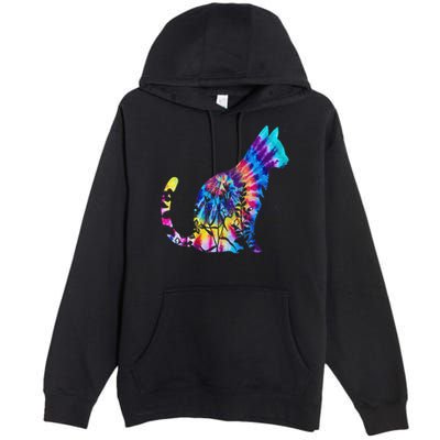 Cute Cat Tie Dye Cat Floral Cool Cat Lover Premium Pullover Hoodie