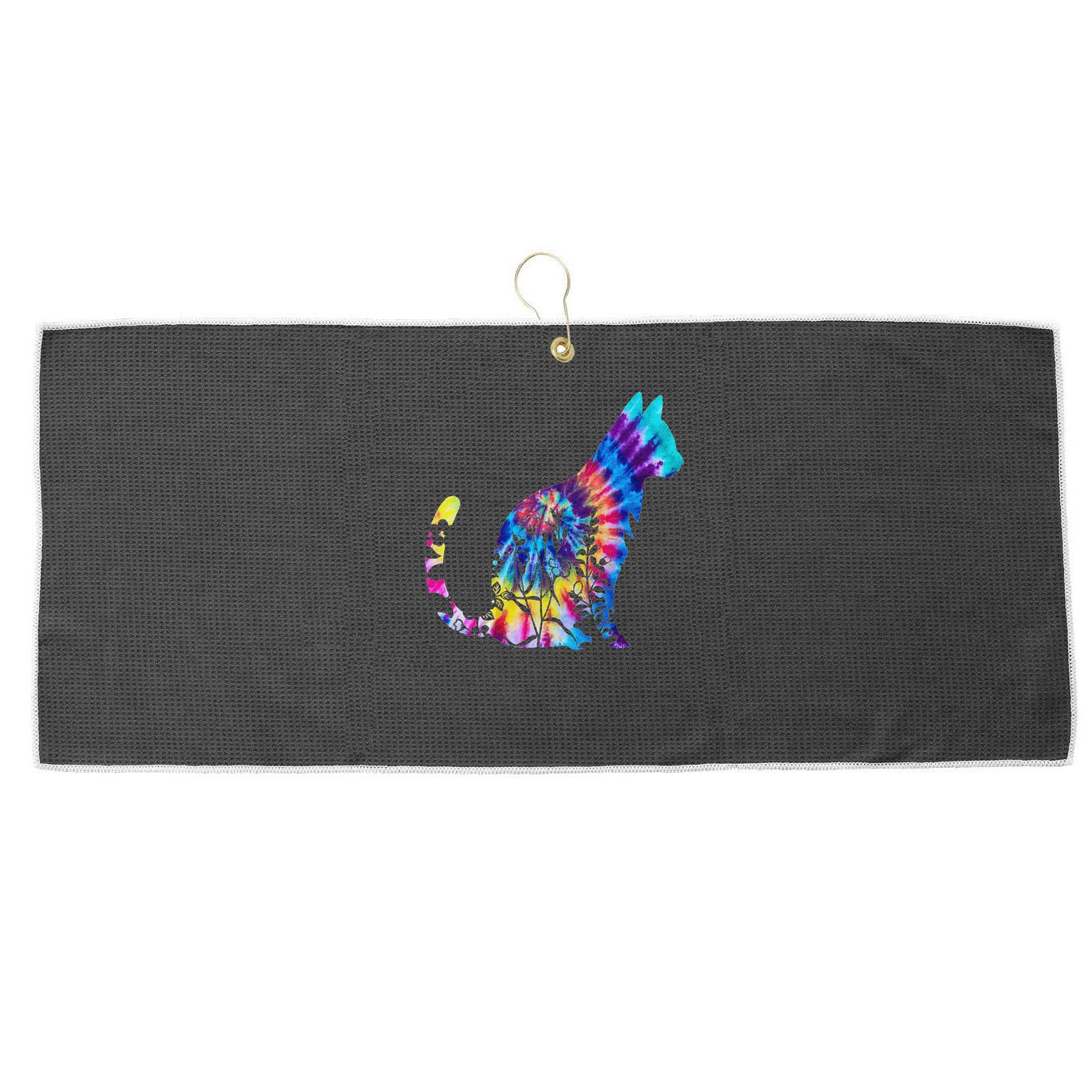 Cute Cat Tie Dye Cat Floral Cool Cat Lover Large Microfiber Waffle Golf Towel