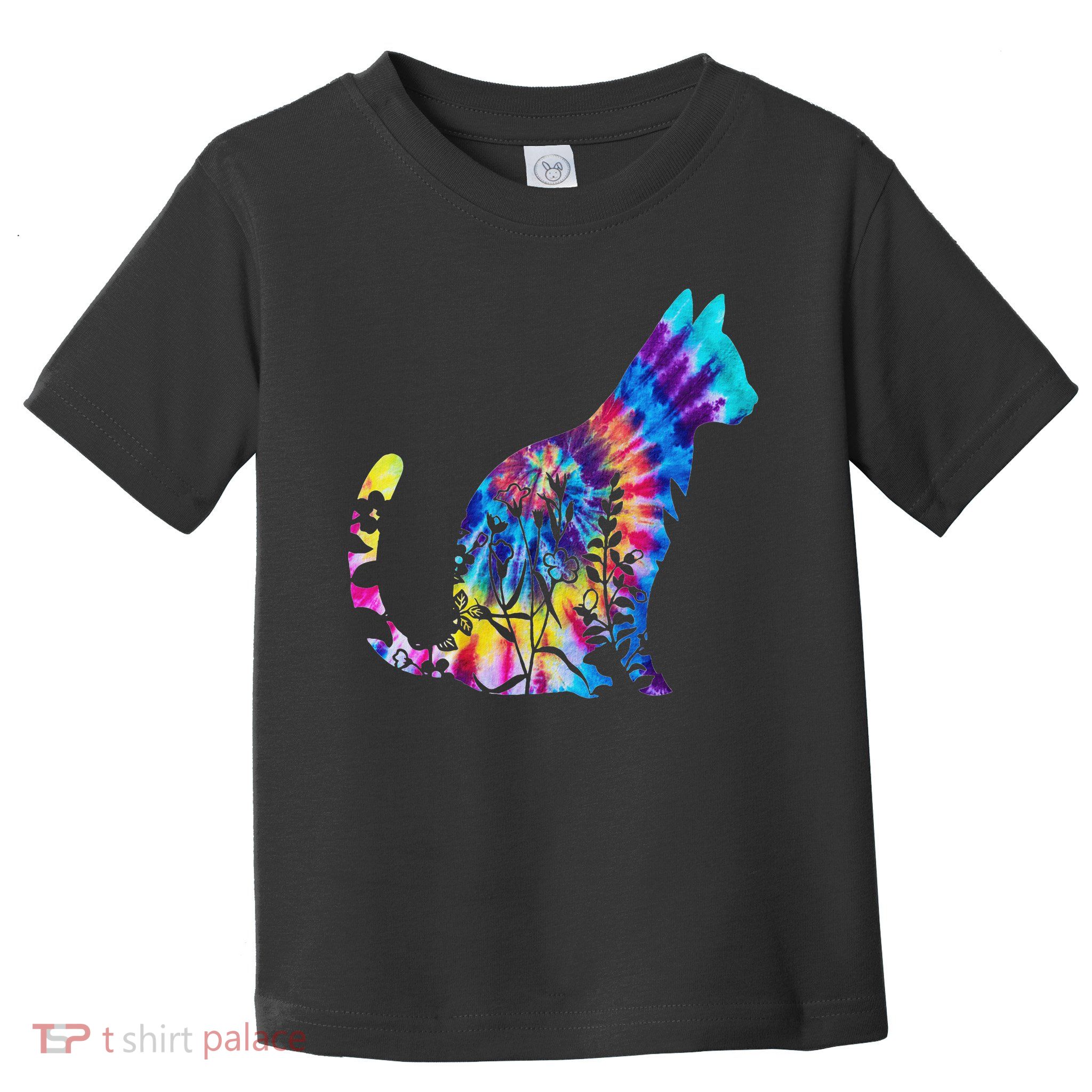 Cute Cat Tie Dye Cat Floral Cool Cat Lover Toddler T-Shirt