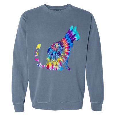 Cute Cat Tie Dye Cat Floral Cool Cat Lover Garment-Dyed Sweatshirt