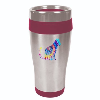 Cute Cat Tie Dye Cat Floral Cool Cat Lover 16oz Travel Tumbler