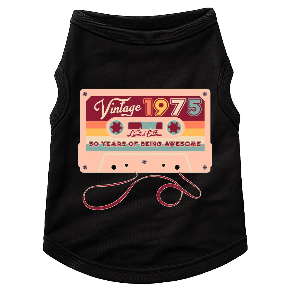Cute Cassette Tape Limited Edition Vintage 1975 50 Years Of Being Awesome Doggie Tank