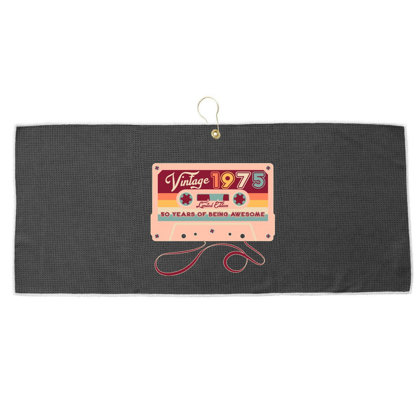 Cute Cassette Tape Limited Edition Vintage 1975 50 Years Of Being Awesome Large Microfiber Waffle Golf Towel