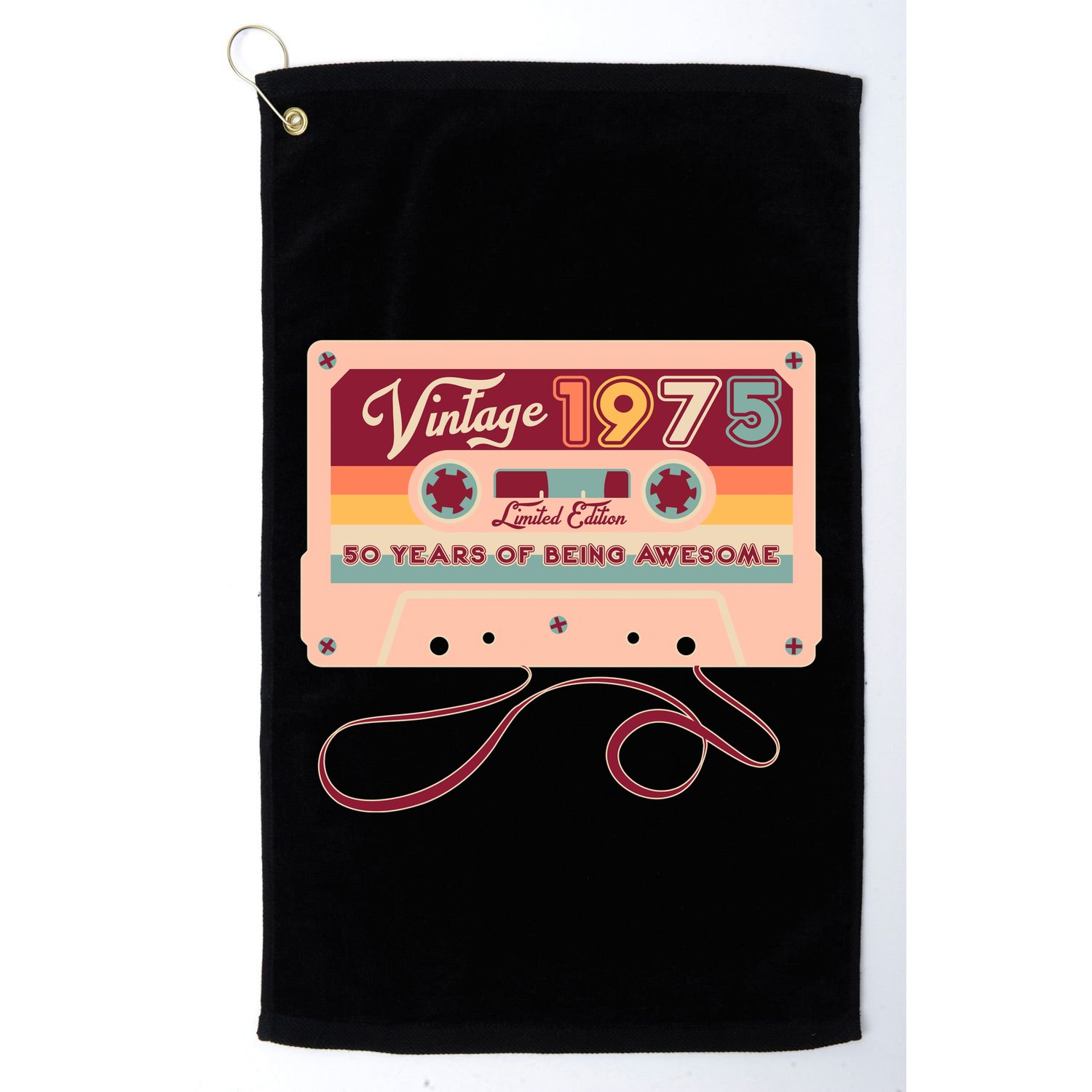 Cute Cassette Tape Limited Edition Vintage 1975 50 Years Of Being Awesome Golf Towel