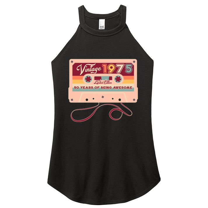 Cute Cassette Tape Limited Edition Vintage 1975 50 Years Of Being Awesome Women's Perfect Tri Rocker Tank