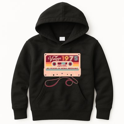Cute Cassette Tape Limited Edition Vintage 1975 50 Years Of Being Awesome Kids Hoodie