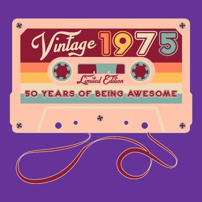 Cute Cassette Tape Limited Edition Vintage 1975 50 Years Of Being Awesome T-Shirt