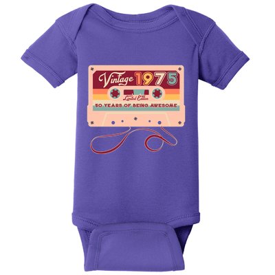 Cute Cassette Tape Limited Edition Vintage 1975 50 Years Of Being Awesome Baby Bodysuit