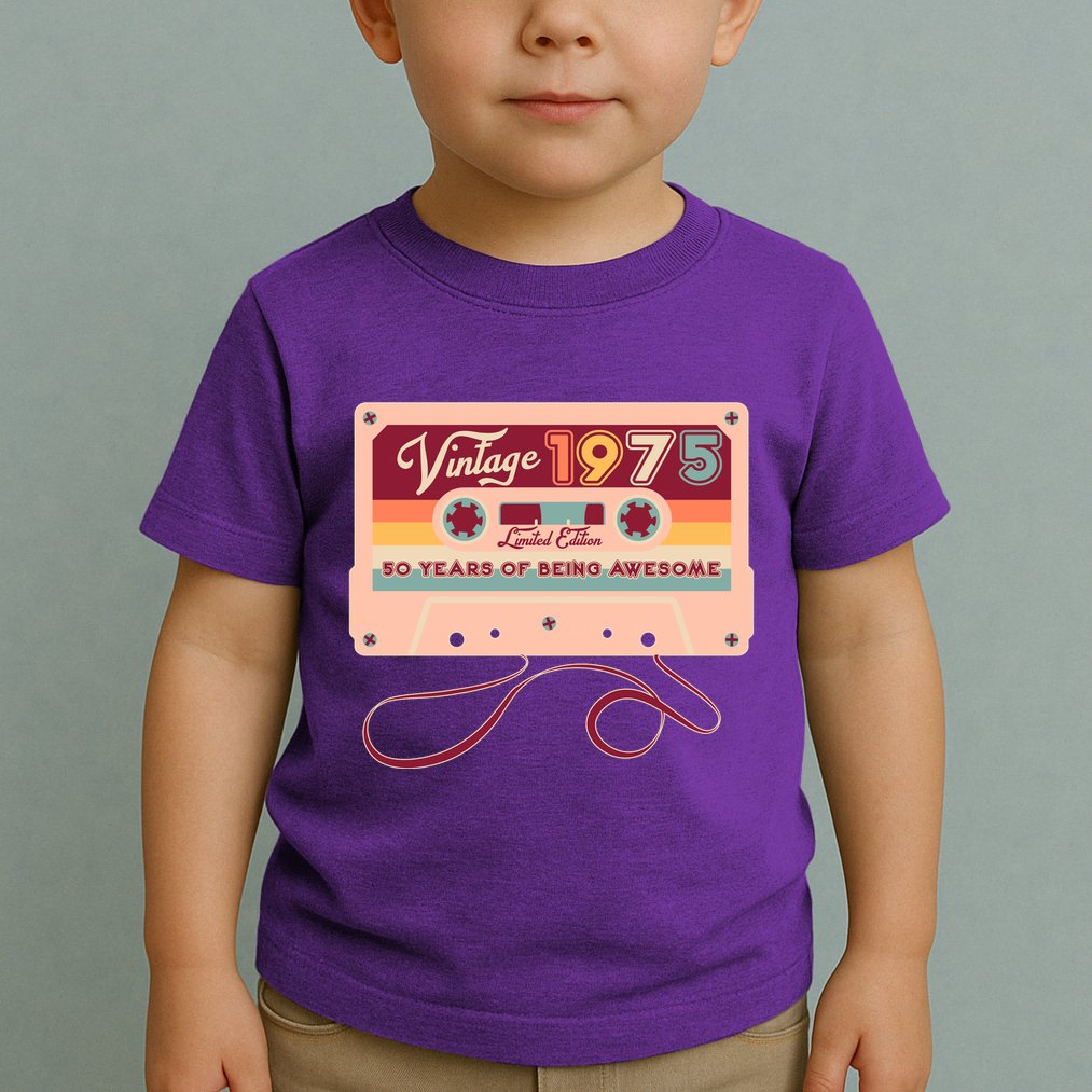 Cute Cassette Tape Limited Edition Vintage 1975 50 Years Of Being Awesome Toddler T-Shirt