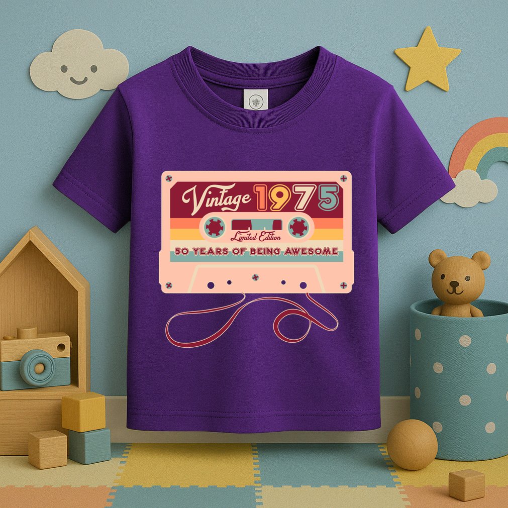 Cute Cassette Tape Limited Edition Vintage 1975 50 Years Of Being Awesome Toddler T-Shirt