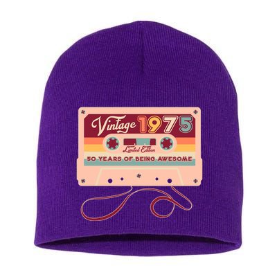 Cute Cassette Tape Limited Edition Vintage 1975 50 Years Of Being Awesome Short Acrylic Beanie