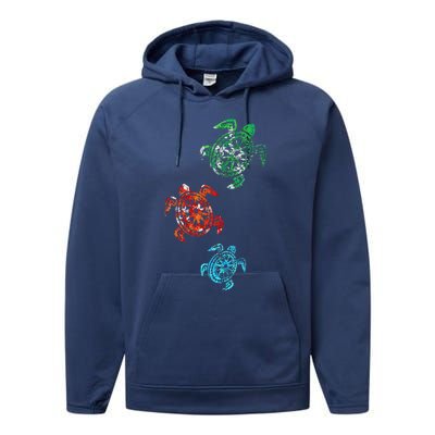 Climate Change Turtle Sea Animal Gift Turtle Performance Fleece Hoodie