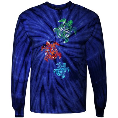 Climate Change Turtle Sea Animal Gift Turtle Tie-Dye Long Sleeve Shirt