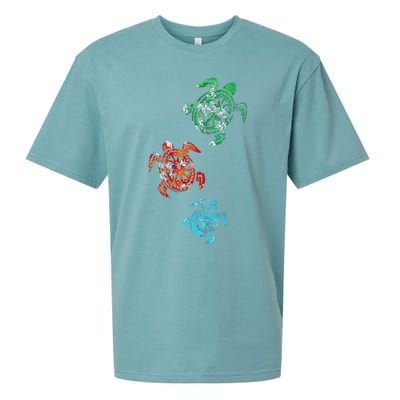 Climate Change Turtle Sea Animal Gift Turtle Sueded Cloud Jersey T-Shirt