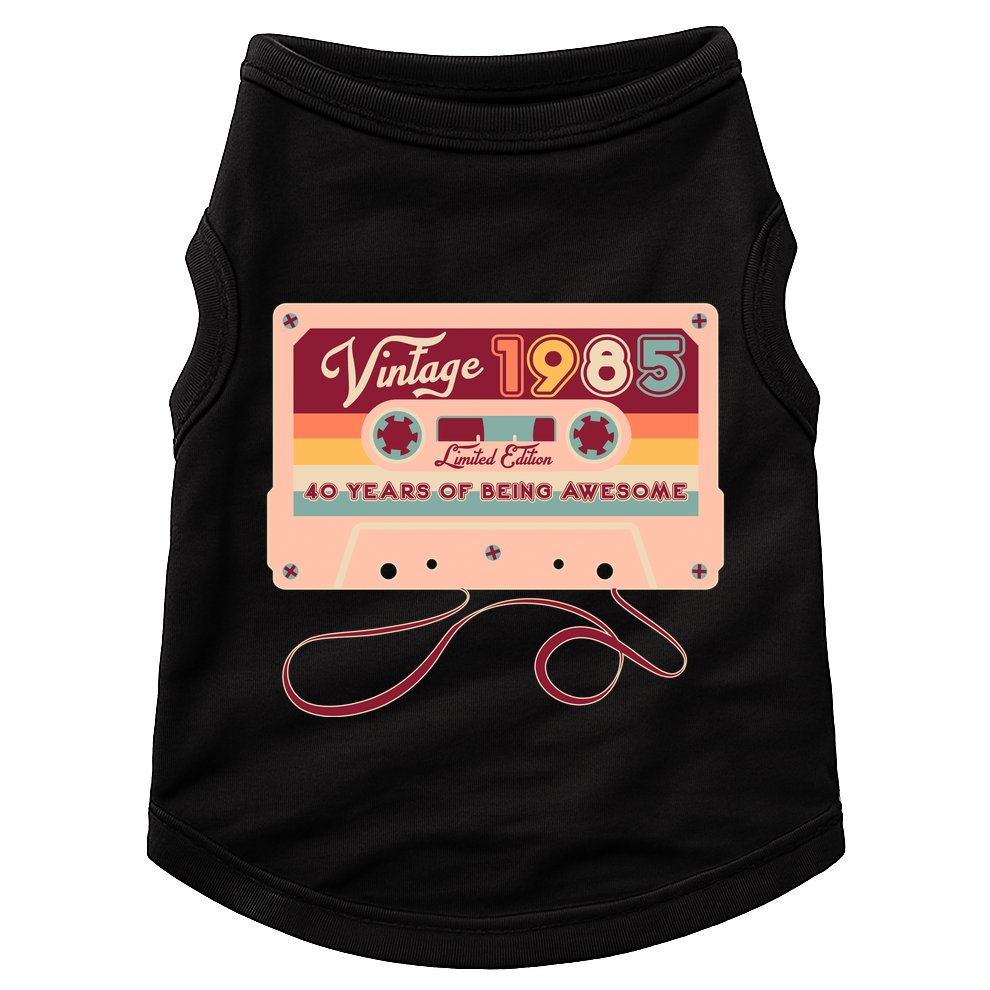 Cute Cassette Tape Limited Edition Vintage 1985 40 Years Of Being Awesome Doggie Tank