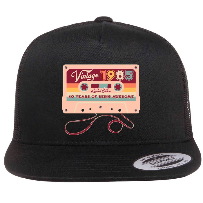 Cute Cassette Tape Limited Edition Vintage 1985 40 Years Of Being Awesome Flatbill Hat