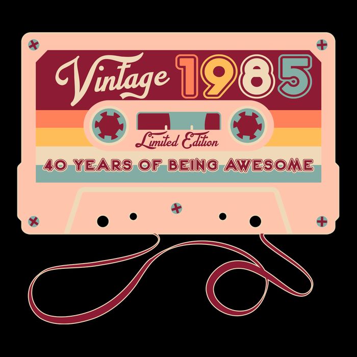 Cute Cassette Tape Limited Edition Vintage 1985 40 Years Of Being Awesome Flatbill Hat
