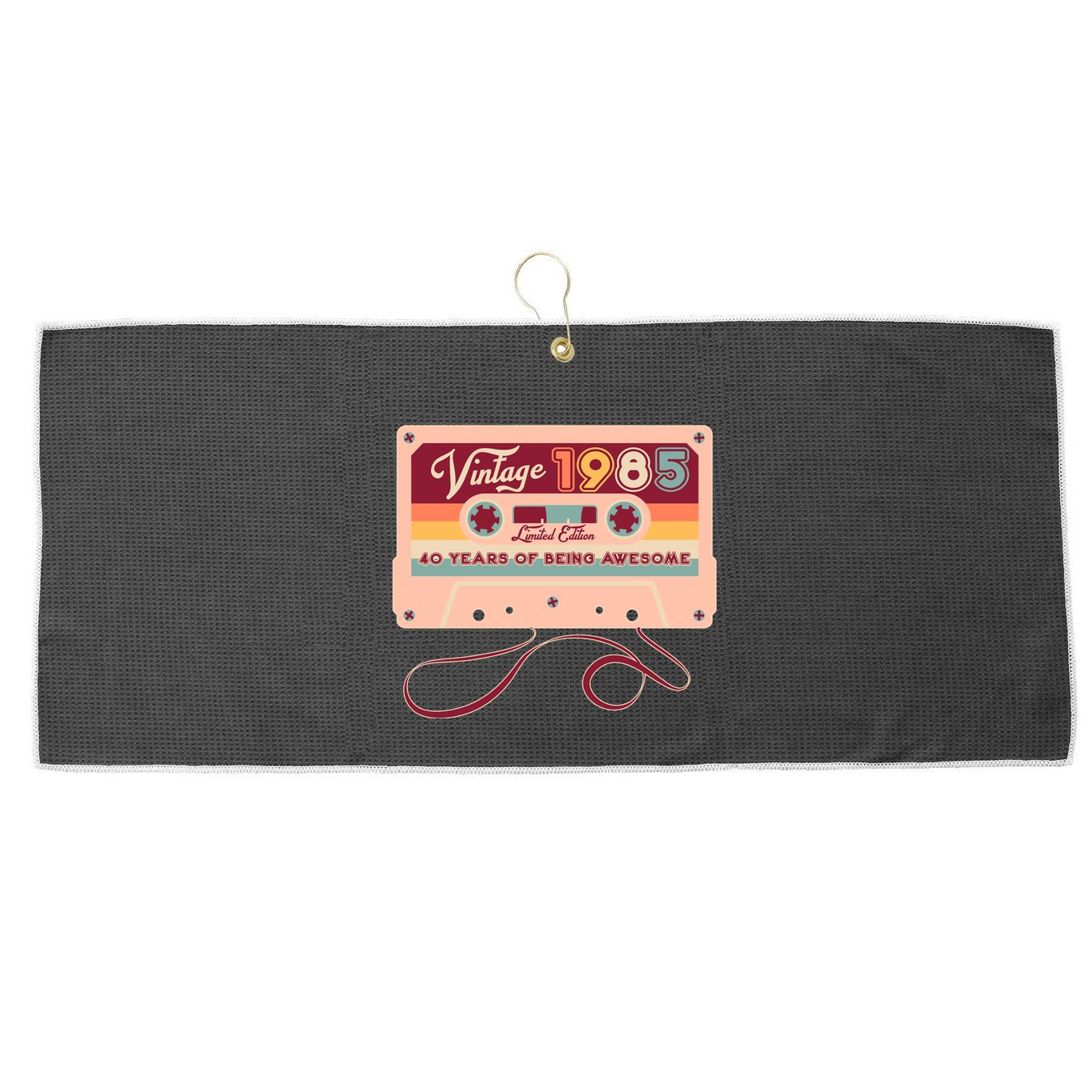 Cute Cassette Tape Limited Edition Vintage 1985 40 Years Of Being Awesome Large Microfiber Waffle Golf Towel