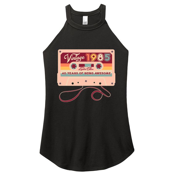 Cute Cassette Tape Limited Edition Vintage 1985 40 Years Of Being Awesome Women's Perfect Tri Rocker Tank