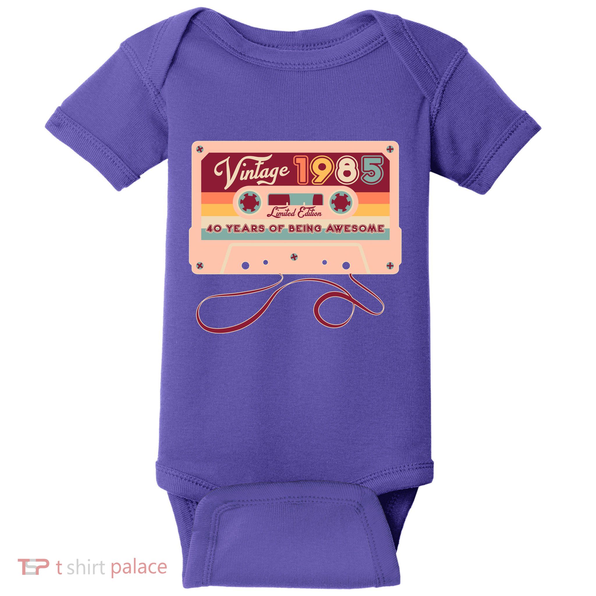 Cute Cassette Tape Limited Edition Vintage 1985 40 Years Of Being Awesome Baby Bodysuit