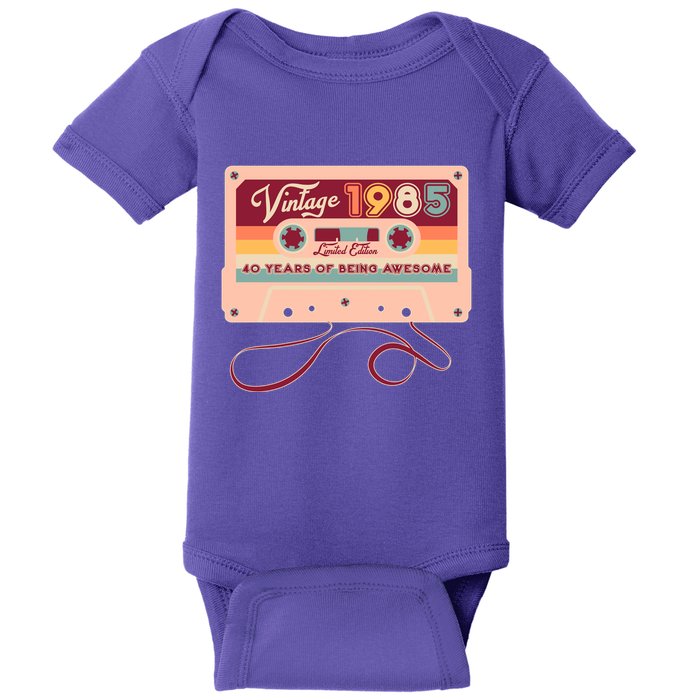 Cute Cassette Tape Limited Edition Vintage 1985 40 Years Of Being Awesome Baby Bodysuit
