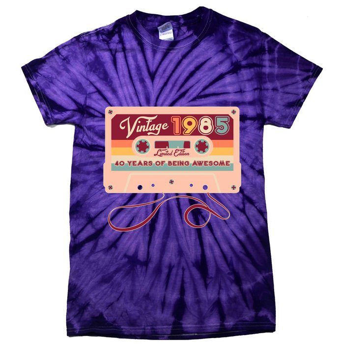 Cute Cassette Tape Limited Edition Vintage 1985 40 Years Of Being Awesome Tie-Dye T-Shirt