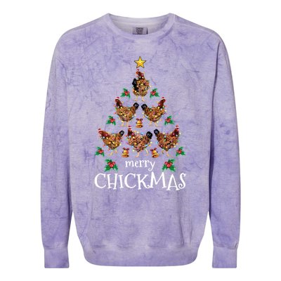 Christmas Chicken Tree Xmas Funny Merry Chickmas Meaningful Gift Colorblast Crewneck Sweatshirt