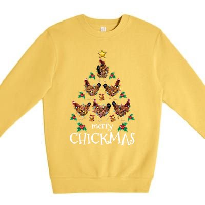 Christmas Chicken Tree Xmas Funny Merry Chickmas Meaningful Gift Premium Crewneck Sweatshirt