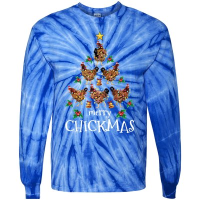 Christmas Chicken Tree Xmas Funny Merry Chickmas Meaningful Gift Tie-Dye Long Sleeve Shirt