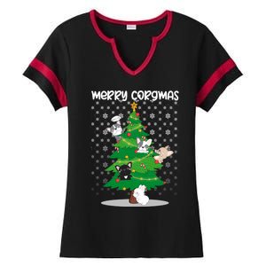 Corgi Christmas Tree Dog Santa Merry Dogmas Ladies Halftime Notch Neck Tee