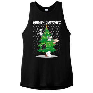 Corgi Christmas Tree Dog Santa Merry Dogmas Ladies PosiCharge Tri-Blend Wicking Tank