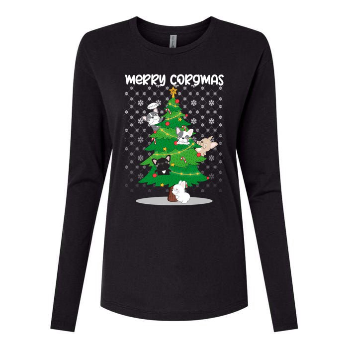 Corgi Christmas Tree Dog Santa Merry Dogmas Womens Cotton Relaxed Long Sleeve T-Shirt