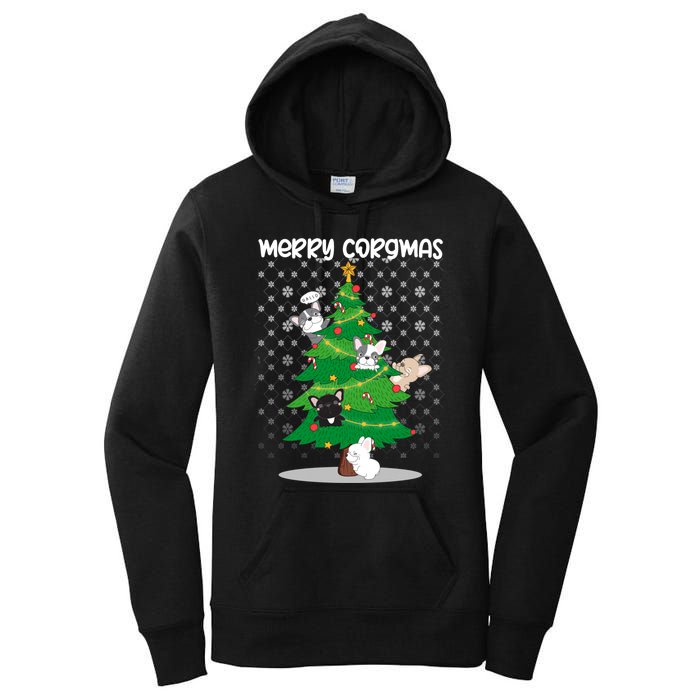 Corgi Christmas Tree Dog Santa Merry Dogmas Women's Pullover Hoodie