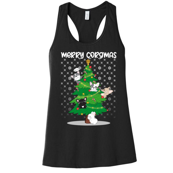 Corgi Christmas Tree Dog Santa Merry Dogmas Women's Racerback Tank