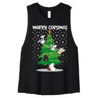 Corgi Christmas Tree Dog Santa Merry Dogmas Women's Racerback Cropped Tank