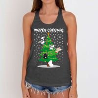 Corgi Christmas Tree Dog Santa Merry Dogmas Women's Knotted Racerback Tank