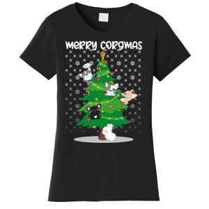 Corgi Christmas Tree Dog Santa Merry Dogmas Women's T-Shirt