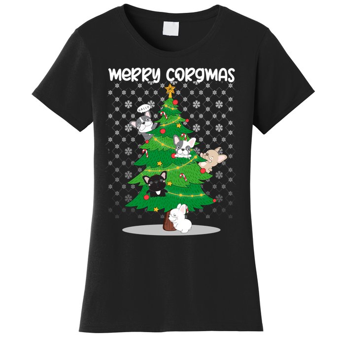 Corgi Christmas Tree Dog Santa Merry Dogmas Women's T-Shirt