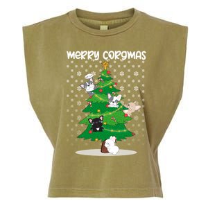 Corgi Christmas Tree Dog Santa Merry Dogmas Garment-Dyed Women's Muscle Tee