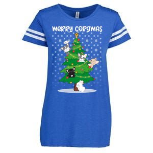 Corgi Christmas Tree Dog Santa Merry Dogmas Enza Ladies Jersey Football T-Shirt