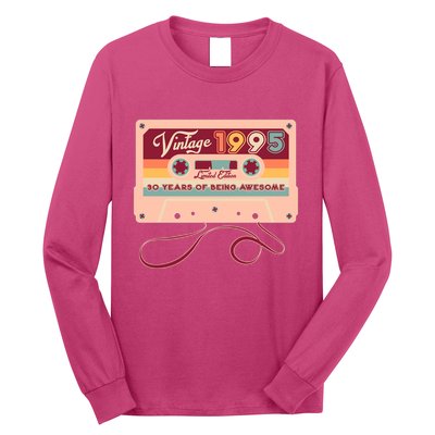 Cute Cassette Tape Limited Edition Vintage 1995 30 Years Of Being Awesome Long Sleeve Shirt