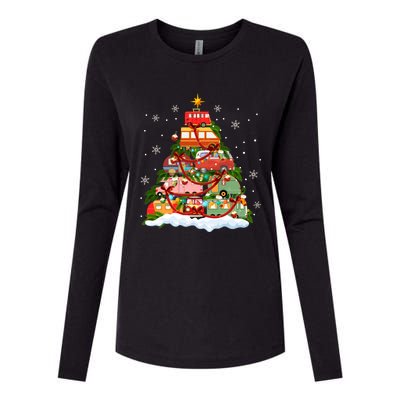 Camper Christmas Tree Lights Vehicles Rv Car Camping Snow Meaningful Gift Womens Cotton Relaxed Long Sleeve T-Shirt