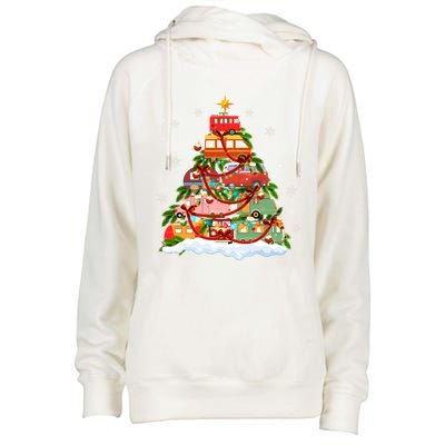 Camper Christmas Tree Lights Vehicles Rv Car Camping Snow Meaningful Gift Womens Funnel Neck Pullover Hood