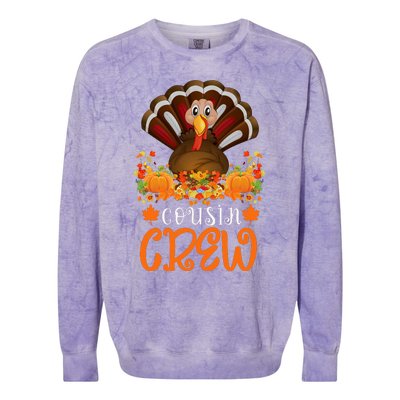 Cousin Crew Turkey Cute Family Thanksgiving Pajamas Matching Colorblast Crewneck Sweatshirt