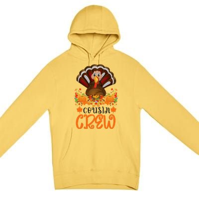 Cousin Crew Turkey Cute Family Thanksgiving Pajamas Matching Premium Pullover Hoodie