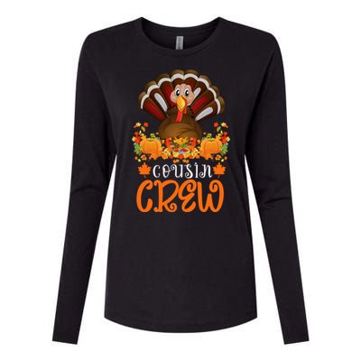 Cousin Crew Turkey Cute Family Thanksgiving Pajamas Matching Womens Cotton Relaxed Long Sleeve T-Shirt